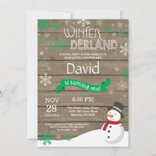 Rustic Winter Onederland 1st Birthday Invitation
