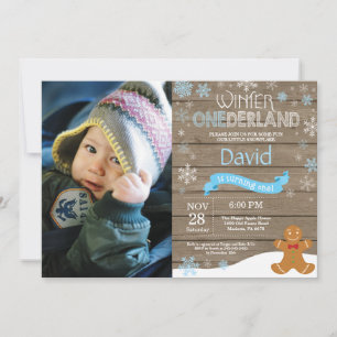 Rustic Winter Onederland 1st Birthday Invitation