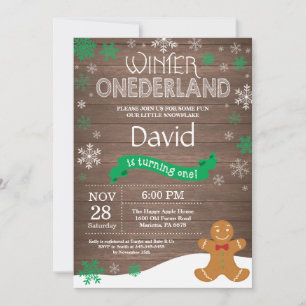 Rustic Winter Onederland 1st Birthday Invitation