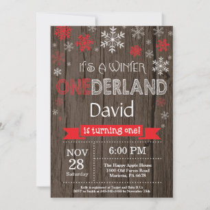 Rustic Winter Onederland 1st Birthday Invitation
