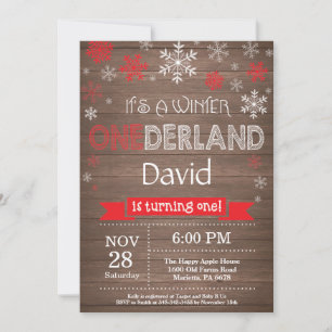 Rustic Winter Onederland 1st Birthday Invitation