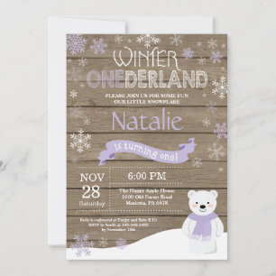Rustic Winter Onederland 1st Birthday Invitation