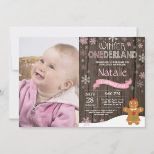Rustic Winter Onederland 1st Birthday Invitation