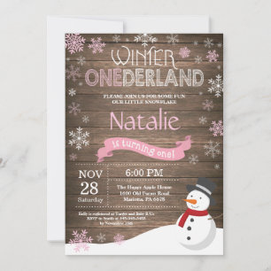 Rustic Winter Onederland 1st Birthday Invitation