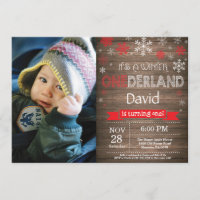 Rustic Winter Onederland 1st Birthday Invitation