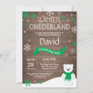 Rustic Winter Onederland 1st Birthday Invitation