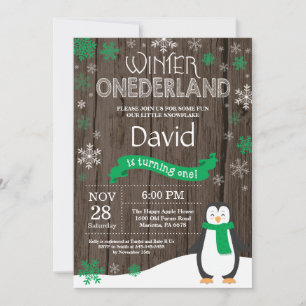 Rustic Winter Onederland 1st Birthday Invitation