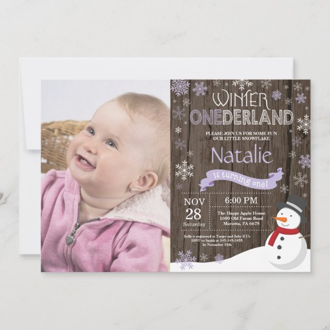 Rustic Winter Onederland 1st Birthday Invitation (Front)