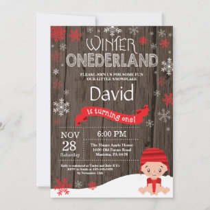 Rustic Winter Onederland 1st Birthday Invitation
