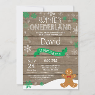 Rustic Winter Onederland 1st Birthday Invitation