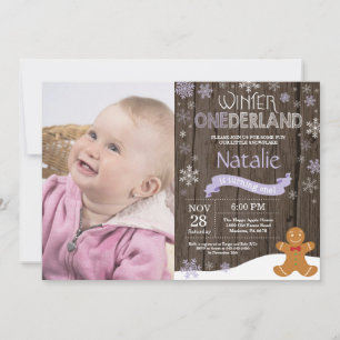 Rustic Winter Onederland 1st Birthday Invitation