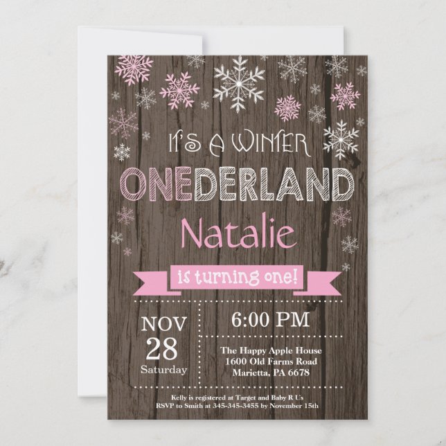 Rustic Winter Onederland 1st Birthday Invitation (Front)
