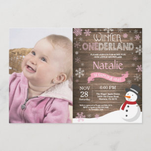 Rustic Winter Onederland 1st Birthday Invitation