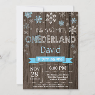 Rustic Winter Onederland 1st Birthday Invitation