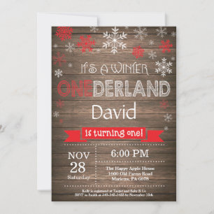 Rustic Winter Onederland 1st Birthday Invitation