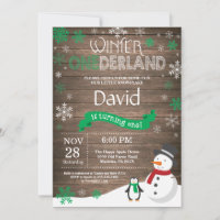 Rustic Winter Onederland 1st Birthday Invitation