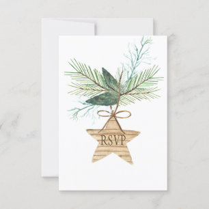 Rustic Winter Pine Branches Star RSVP