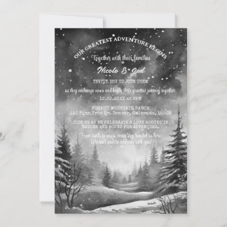 Rustic Winter Pine Tree Snow Outdoorsy Wedding  Invitation