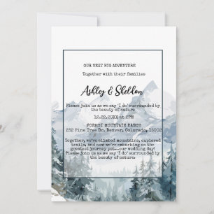 Rustic Winter Pine Trees Mountain Outdoor Wedding  Invitation