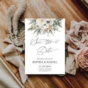 Rustic Winter Pinecone Save The Date Card