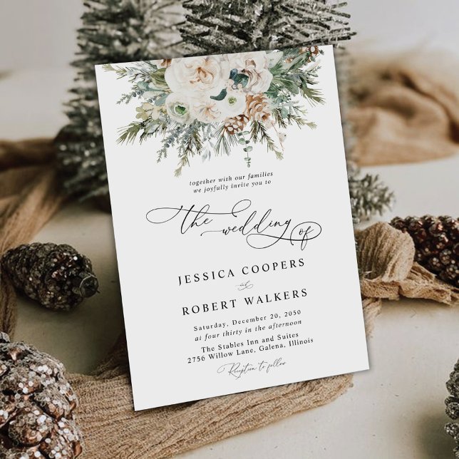 Rustic Winter Pinecone Wedding Invitation ( (Creator Uploaded)