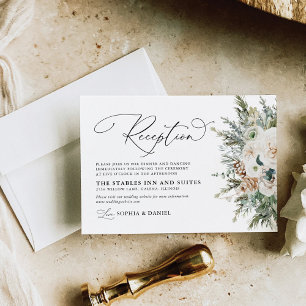 Rustic Winter Pinecone Wedding Reception Card