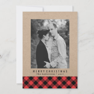 Rustic Winter Plaid   Holiday Photo Card