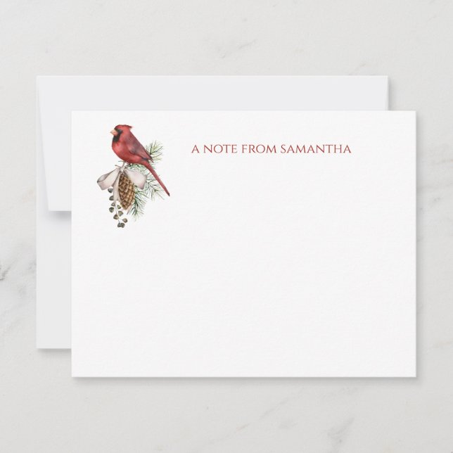 Rustic Winter Red Cardinal Pine Cone Card (Front)