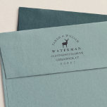 Rustic Winter Reindeer Return Address Self-inking Stamp<br><div class="desc">Rustic elegant return address design features a wintry reindeer illustration,  with your family name and return address details in classic lettering.</div>