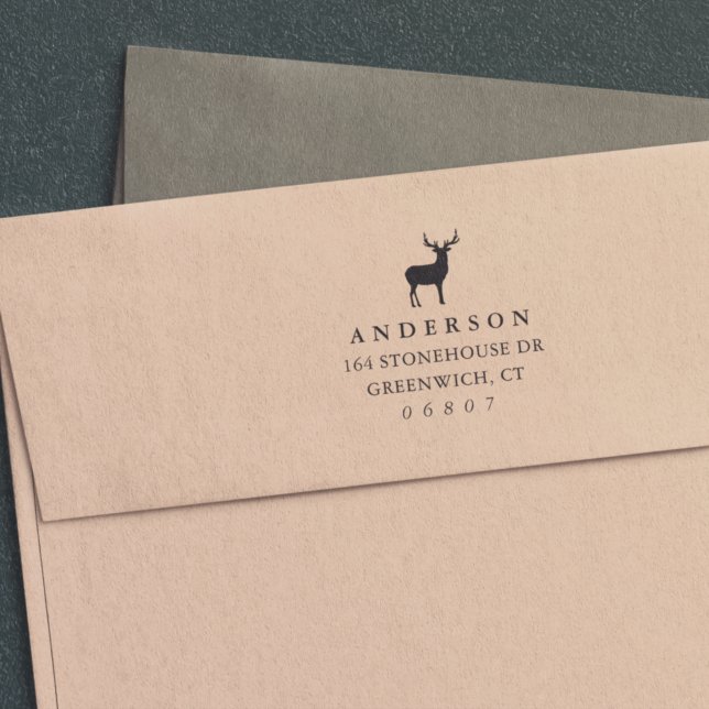 Rustic Winter Reindeer Return Address Self-inking Stamp (Creator Uploaded)