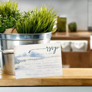 Rustic Winter Scenery Wedding Meal Choice RSVP Card