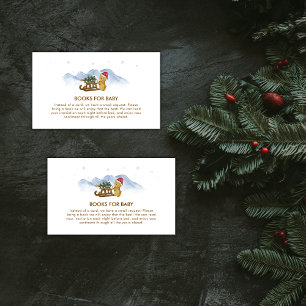 Rustic Winter Sleigh Bear Books For Baby Shower Enclosure Card