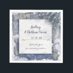 Rustic Winter Snow Barn Wood Wedding Custom Napkin<br><div class="desc">Beautiful and elegant winter wedding or Christmas Holiday wedding / any celebration event custom paper napkins features a rustic country barn wood design decorated by pine branches in snow,  beautiful colours of pale navy,  mustard yellow and white. All text can be modified to suit your occasion.</div>