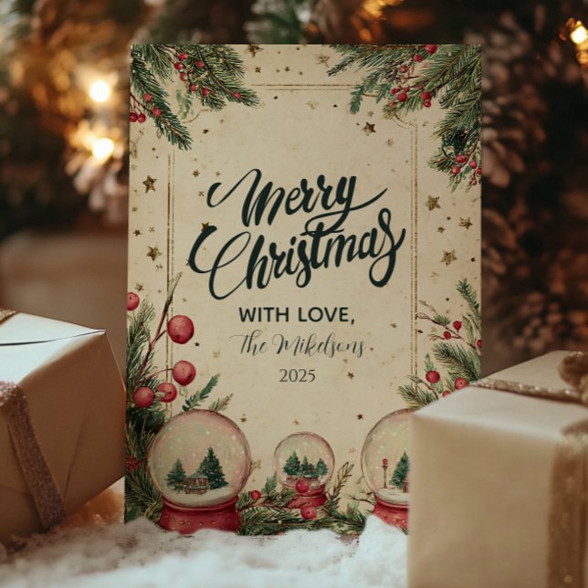 Rustic Winter Snow Globe Holiday Card (Creator Uploaded)