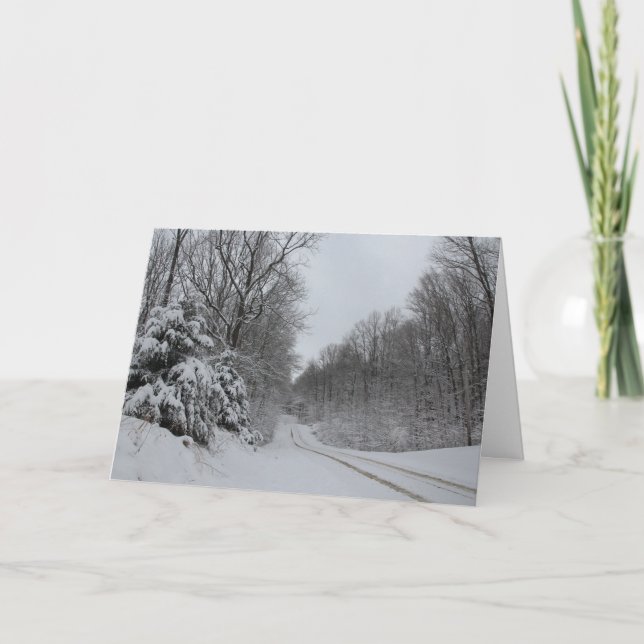 Rustic Winter Snow Scene Blank Inside Card (Front)