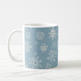Rustic Winter Snowflake Blue Watercolor Coffee Mug