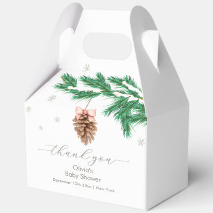 Rustic Winter Snowflake Pine cone Baby Shower Favor Box