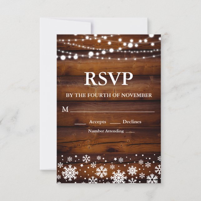 Rustic Winter Snowflake RSVP (Front)