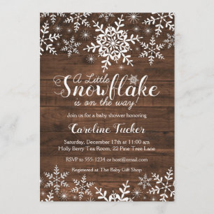 Rustic Winter Snowflakes Baby Shower Invitation