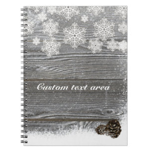 Rustic Winter Snowflakes & Pinecones Notebook