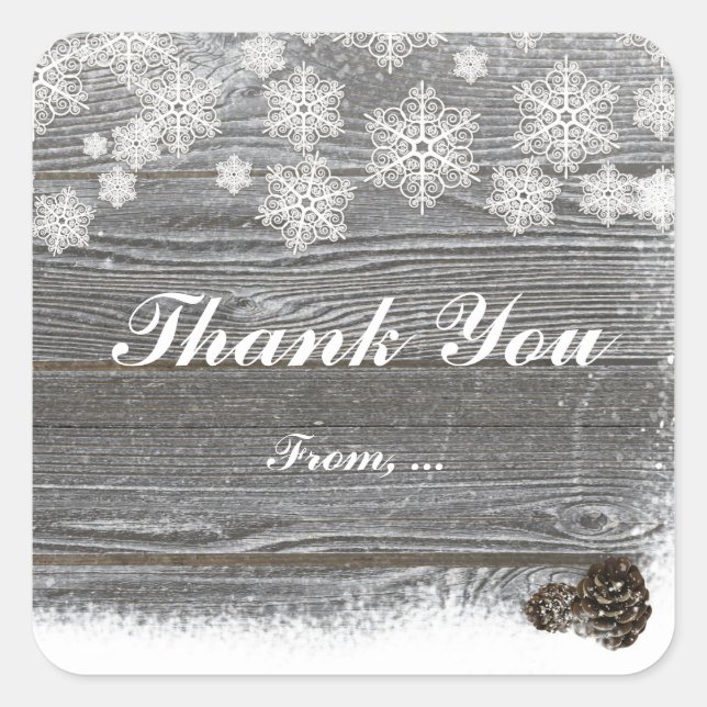 Rustic Winter Snowflakes & Pinecones Snow Stickers (Front)