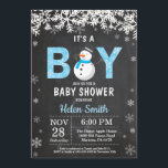 Rustic Winter Snowman Boy Baby Shower Invitation<br><div class="desc">Rustic Winter Snowman Boy Baby Shower Invitation. White Snowflake. Baby its cold outside Baby Shower invitation. Boy Baby Shower Invitation. Winter Holiday Baby Shower Invite. Chalkboard Background. Black and White. For further customization,  please click the "Customize it" button and use our design tool to modify this template.</div>