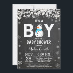 Rustic Winter Snowman Boy Baby Shower Invitation<br><div class="desc">Rustic Winter Snowman Boy Baby Shower Invitation. White Snowflake. Baby its cold outside Baby Shower invitation. Boy Baby Shower Invitation. Winter Holiday Baby Shower Invite. Chalkboard Background. Black and White. For further customization,  please click the "Customize it" button and use our design tool to modify this template.</div>