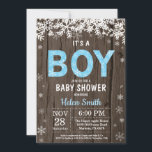 Rustic Winter Snowman Boy Baby Shower Invitation<br><div class="desc">Rustic Winter Boy Baby Shower Invitation. White Snowflake. Baby its cold outside Baby Shower invitation. Boy Baby Shower Invitation. Winter Holiday Baby Shower Invite. Rustic Wood Background. Country Vintage Retro Barn. For further customization,  please click the "Customize it" button and use our design tool to modify this template.</div>