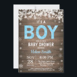 Rustic Winter Snowman Boy Baby Shower Invitation<br><div class="desc">Rustic Winter Boy Baby Shower Invitation. White Snowflake. Baby its cold outside Baby Shower invitation. Boy Baby Shower Invitation. Winter Holiday Baby Shower Invite. Rustic Wood Background. Country Vintage Retro Barn. For further customization,  please click the "Customize it" button and use our design tool to modify this template.</div>