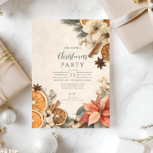 Rustic Winter Spice Merry Christmas Invitation