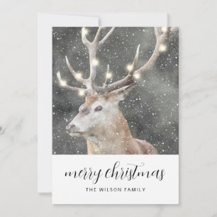 Rustic Winter Stag Merry Christmas Invitation