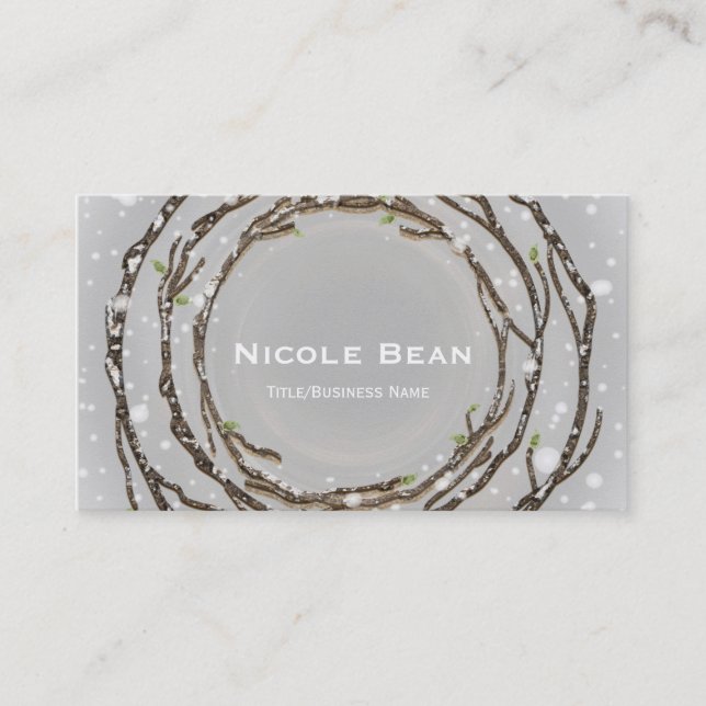 Rustic Winter Tree Branches Elegant Business Card (Front)