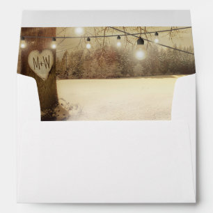 Rustic Winter Tree Twinkle Lights Christmas Envelopes