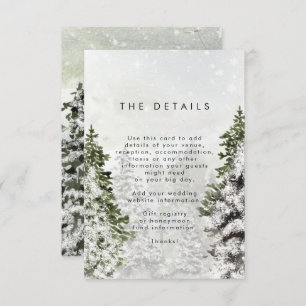 rustic winter trees wedding details information enclosure card